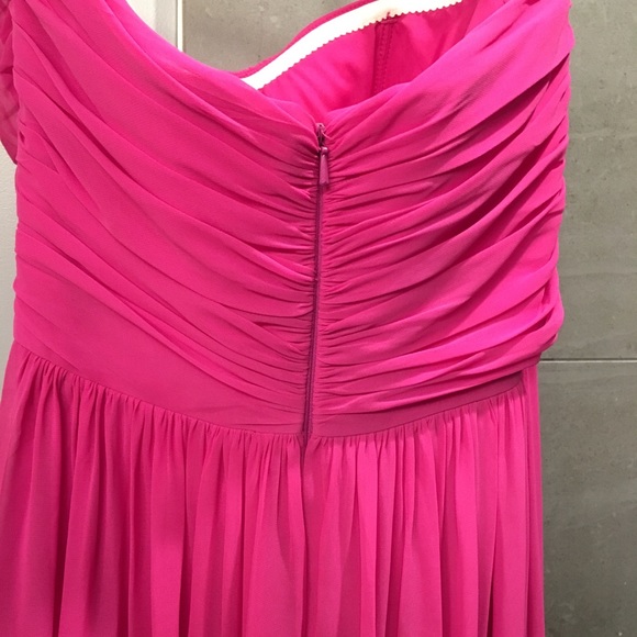 Strapless Ruched Fuchsia Bridesmaid Dress - Picture 5 of 6